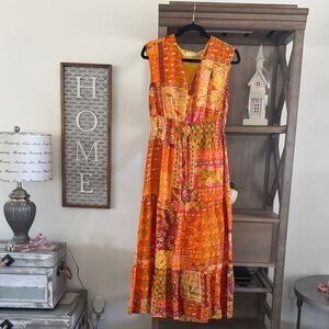 Marie Oliver Orange Multi-Patterned Maxi Dress